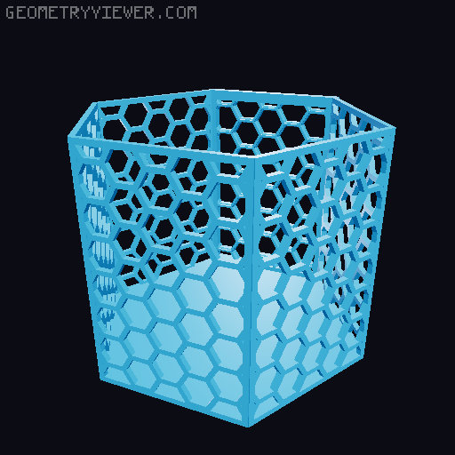 HSW hexagonal baskets v2 with full bottom 3D model thumbnail