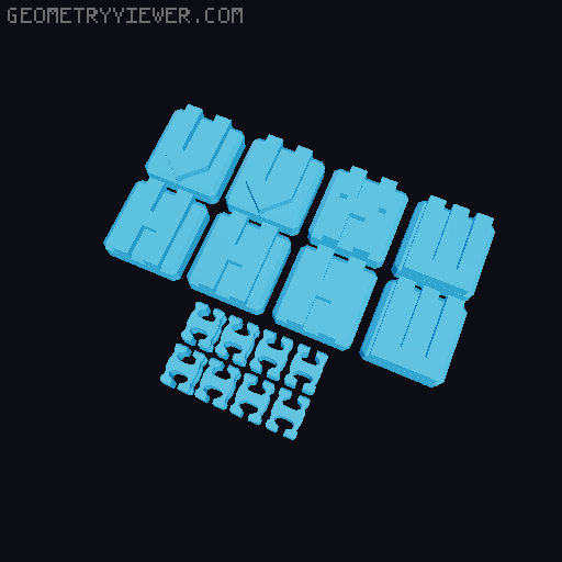 PrintABlok:WritersBloks interlocking letter blocks 3D model thumbnail