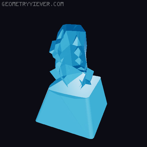 Keycap Low Poly Totodile 3D model thumbnail