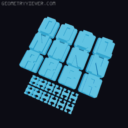 PrintABlok:WritersBloks interlocking letter blocks 3D model thumbnail