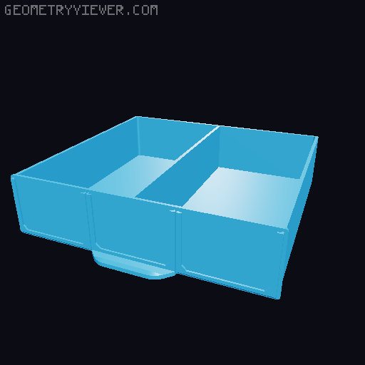 Drawer double compartiment 2x2x2 3D model thumbnail