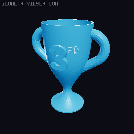 1st, 2nd, 3rd trophy only 3D model thumbnail