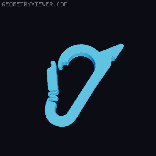 V2.0 Tactical Whistle Carabiner (Print-in-Place) 3D model thumbnail