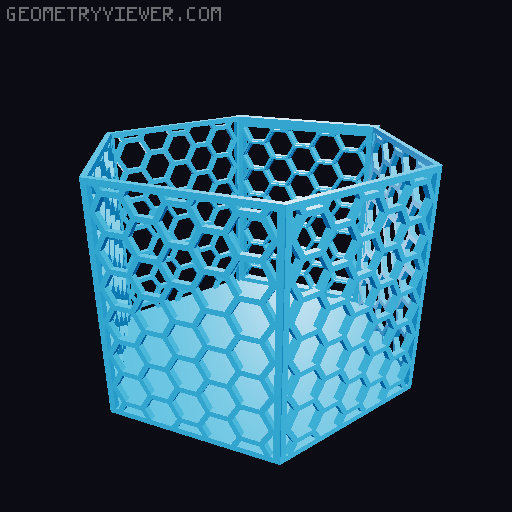 HSW hexagonal baskets v2 with full bottom 3D model thumbnail