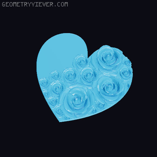 Customizable Heart Box with Roses (Jewelry & Gift Box). UPDATED! 3D model thumbnail