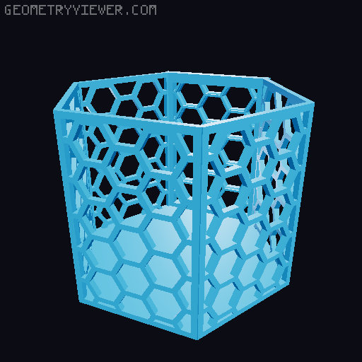 HSW hexagonal baskets v2 with full bottom 3D model thumbnail