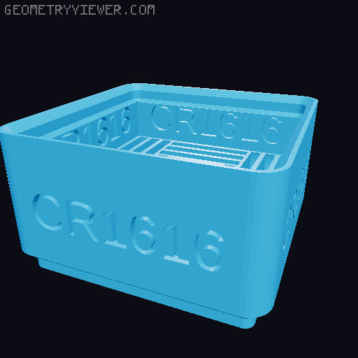 CRxxxx Button Cell Battery Holders (Gridfinity, Stackable, Labelled) 3D model thumbnail