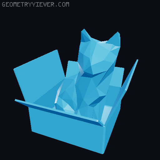 Low Poly Sitting Cat In A Box 3D model thumbnail