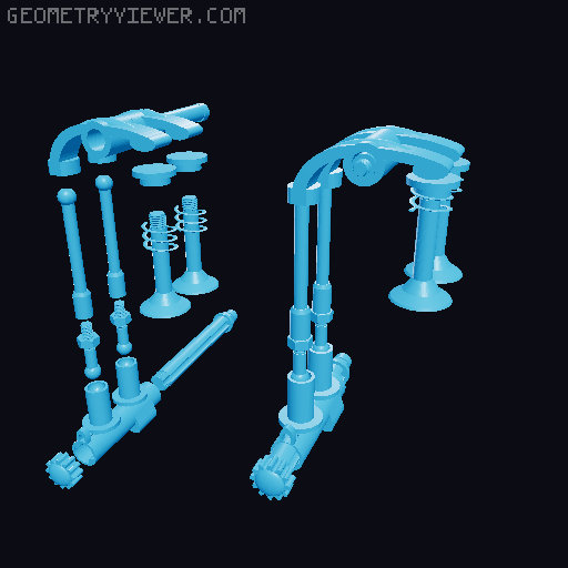 PushRod Engine with Gearbox 3D model thumbnail