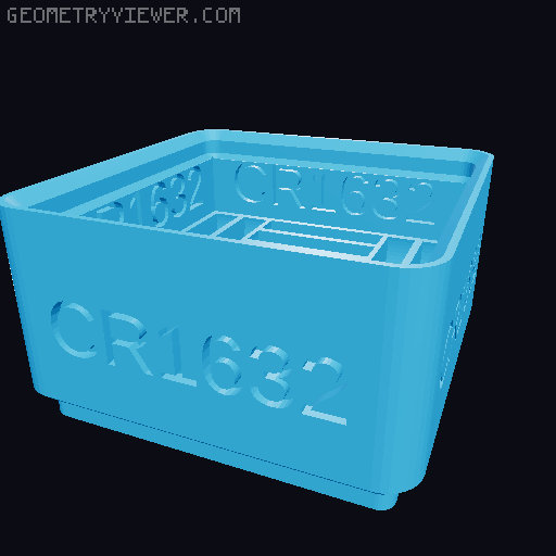 CRxxxx Button Cell Battery Holders (Gridfinity, Stackable, Labelled) 3D model thumbnail