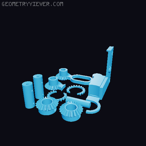 Differential walking robot with moving gears, pointer, arms and mouth. 3D model thumbnail
