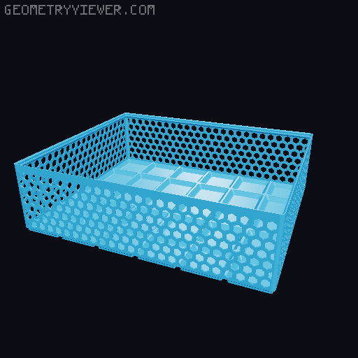Gridfinity Hex Bins Light all sizes 3D model thumbnail