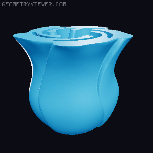 Spiral Vase Rose with Stem 3D model thumbnail