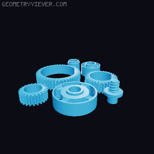 PushRod Engine with Gearbox 3D model thumbnail