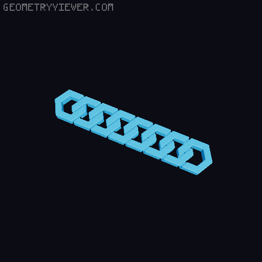 Hexagonal Articulated Flexi Keychain V2 3D model thumbnail