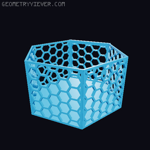HSW hexagonal baskets v2 with full bottom 3D model thumbnail