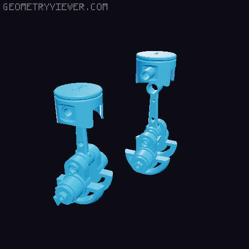 PushRod Engine with Gearbox 3D model thumbnail