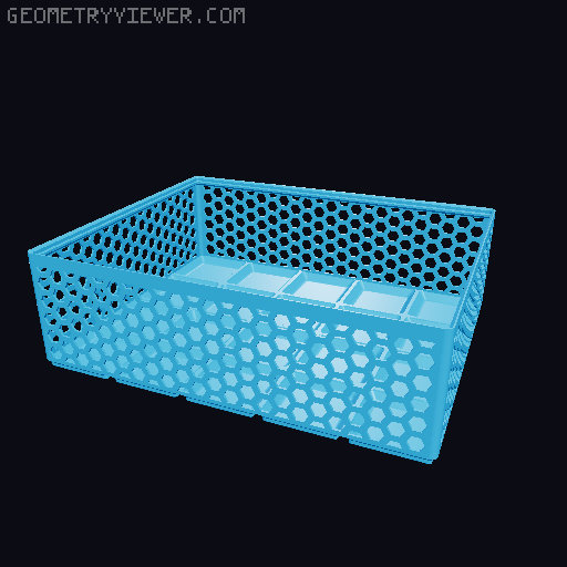 Gridfinity Hex Bins Light (rotated grid) all sizes 3D model thumbnail