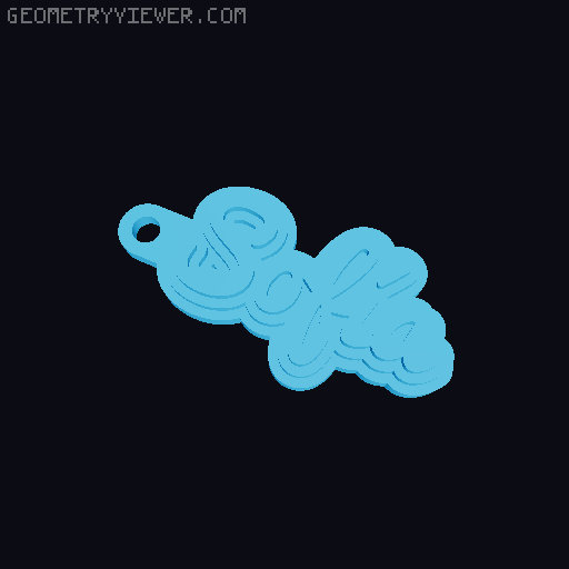 Customizable name keychain / tag 3D model thumbnail