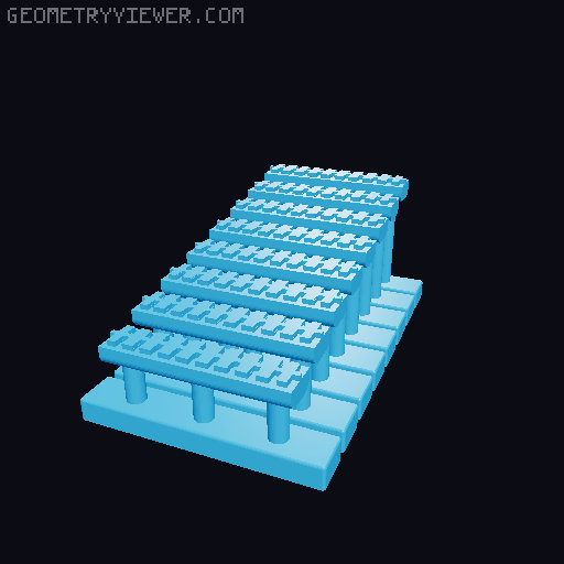HO/N-Scale(For two tracks) Concrete and Steel Truss Bridge with 2% slope 3D model thumbnail