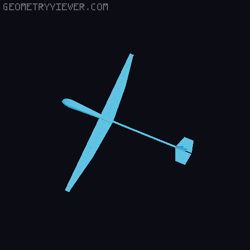 Stable glider V7a + Notch for rubber band launch (50m+ range) 3D model thumbnail