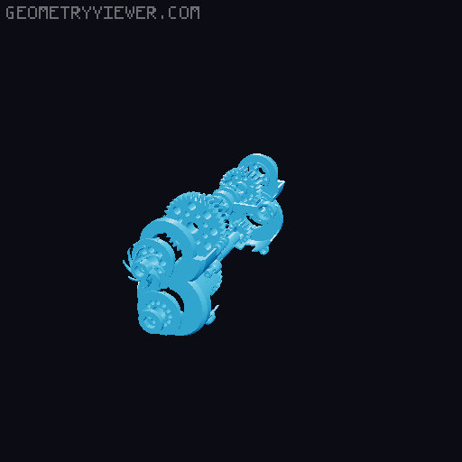 PushRod Engine with Gearbox 3D model thumbnail