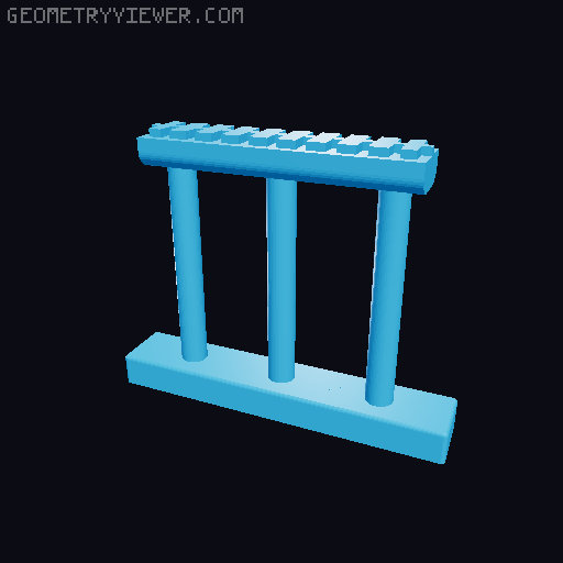 HO/N-Scale(For two tracks) Concrete and Steel Truss Bridge with 2% slope 3D model thumbnail