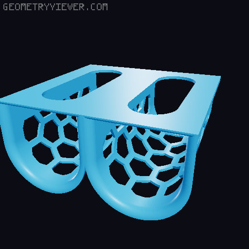 Garbage bag holder top/side. Standard, Hexagon and Voronoi design. 3D model thumbnail