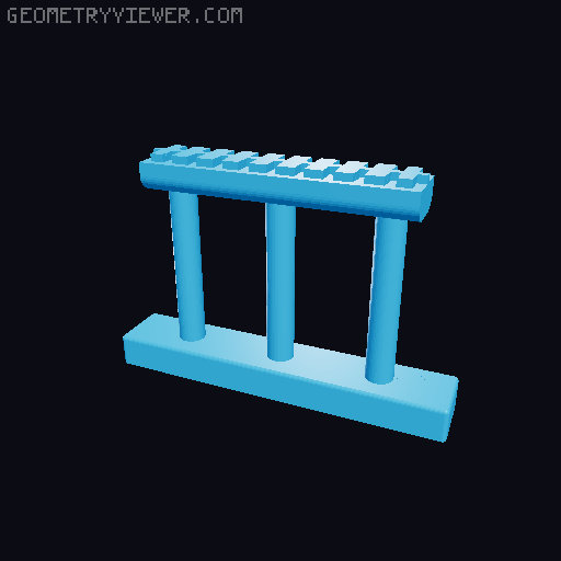 HO/N-Scale(For two tracks) Concrete and Steel Truss Bridge with 2% slope 3D model thumbnail