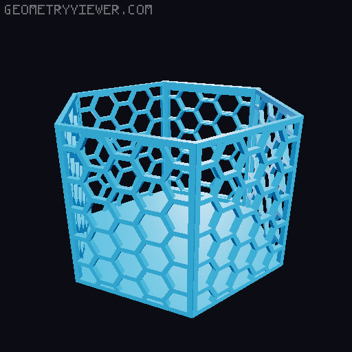 HSW hexagonal baskets v2 with full bottom 3D model thumbnail