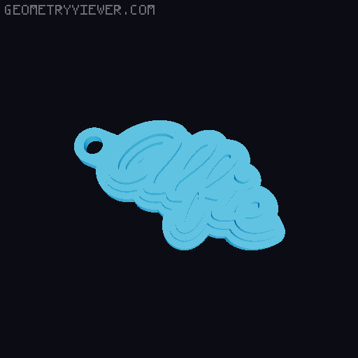 Customizable name keychain / tag 3D model thumbnail