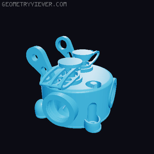 PushRod Engine with Gearbox 3D model thumbnail