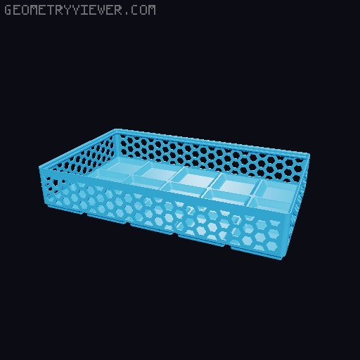 Gridfinity Hex Bins Light (rotated grid) all sizes 3D model thumbnail