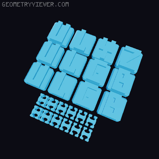 PrintABlok:WritersBloks interlocking letter blocks 3D model thumbnail