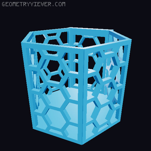 HSW hexagonal baskets v2 with full bottom 3D model thumbnail