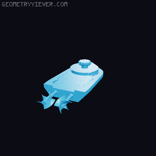mini Wind-Up Boat Dual Drive - screwless - full 3d printed 3D model thumbnail
