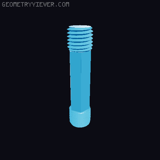 Long Screw with hex version and Half screws 3D model thumbnail
