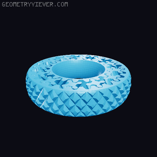 Fidget Gear Ring - Diamond Knurling 3D model thumbnail
