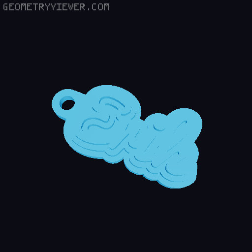 Customizable name keychain / tag 3D model thumbnail