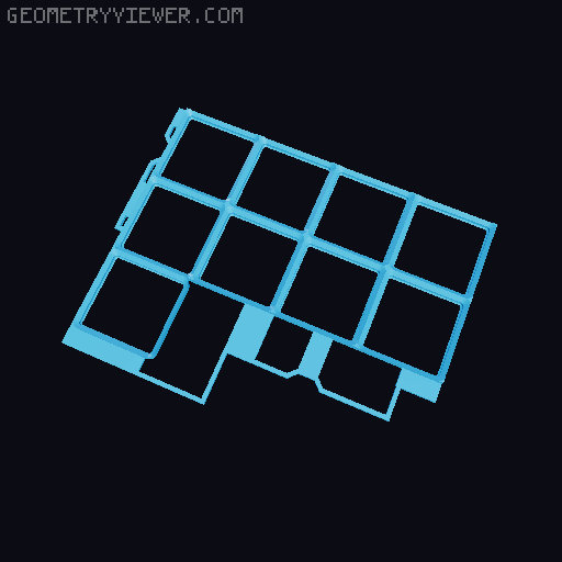 Gridfinity Tstak two drawer lightweight base 3D model thumbnail