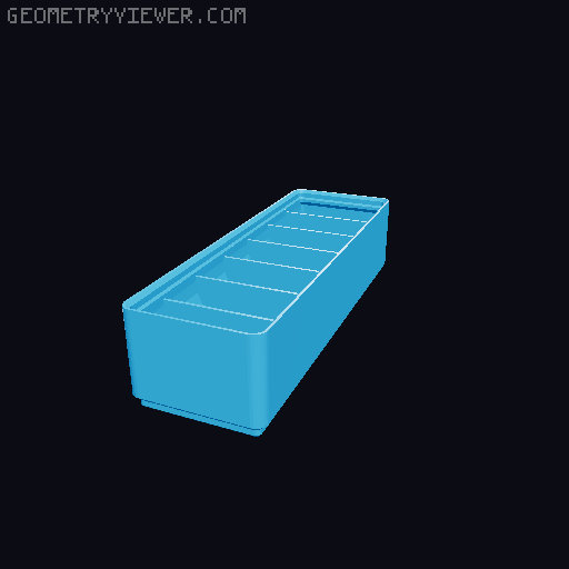 Divided Gridfinity Boxes with Finger Scoops (CadQuery Customizable) 3D model thumbnail
