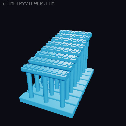 HO/N-Scale(For two tracks) Concrete and Steel Truss Bridge with 2% slope 3D model thumbnail