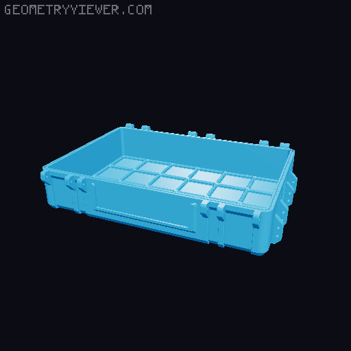 Gridfinity Rugged Storage Box, Parametric and Customizable 3D model thumbnail