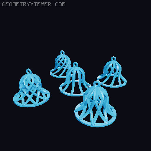 Open Frame Spiral & Lattice Holiday Bell Ornaments – Elegant Christmas Decor 3D model thumbnail