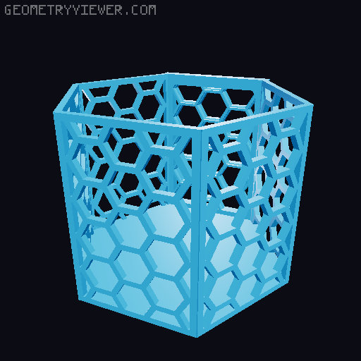 HSW hexagonal baskets v2 with full bottom 3D model thumbnail