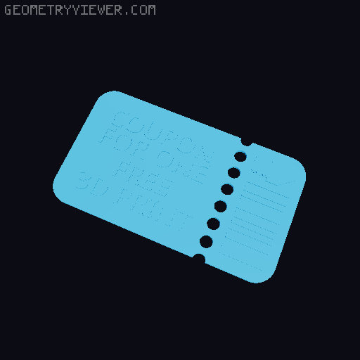 Free 3D Print coupon (remade) 3D model thumbnail