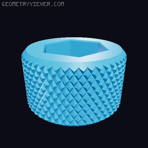 Knurled handle for Hex Nut 3D model thumbnail