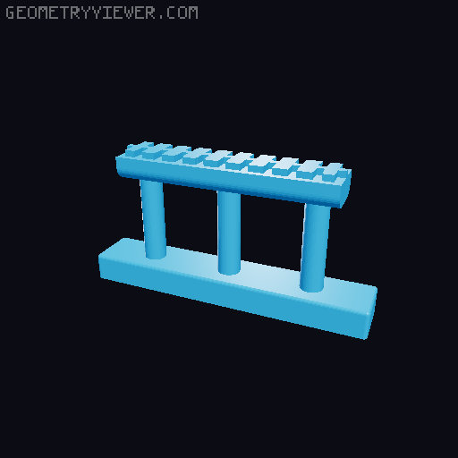 HO/N-Scale(For two tracks) Concrete and Steel Truss Bridge with 2% slope 3D model thumbnail