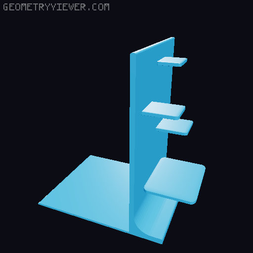 Bookend with mini shelf 3D model thumbnail
