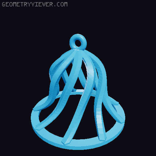 Open Frame Spiral & Lattice Holiday Bell Ornaments – Elegant Christmas Decor 3D model thumbnail